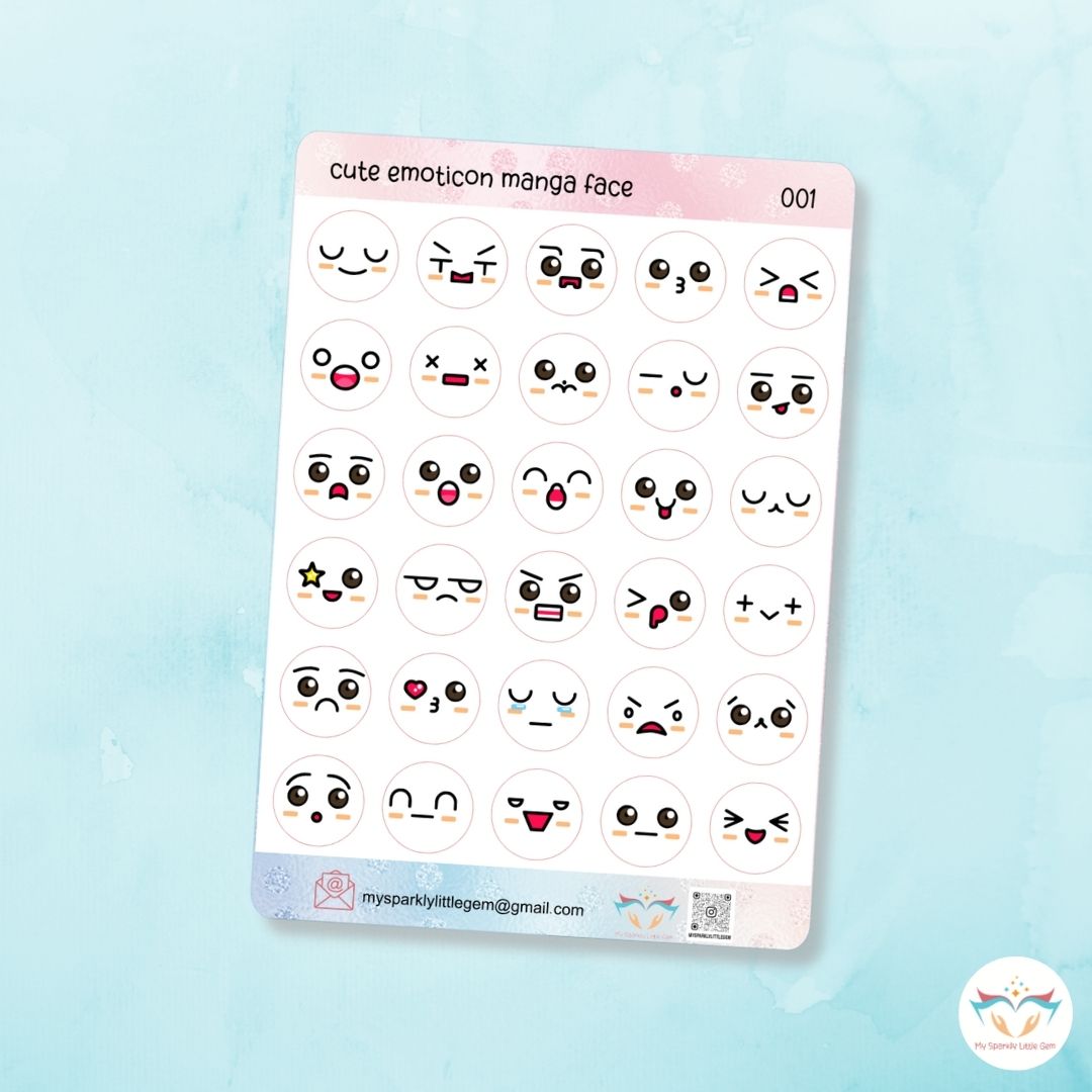 White Emotion Faces Sticker Sheet