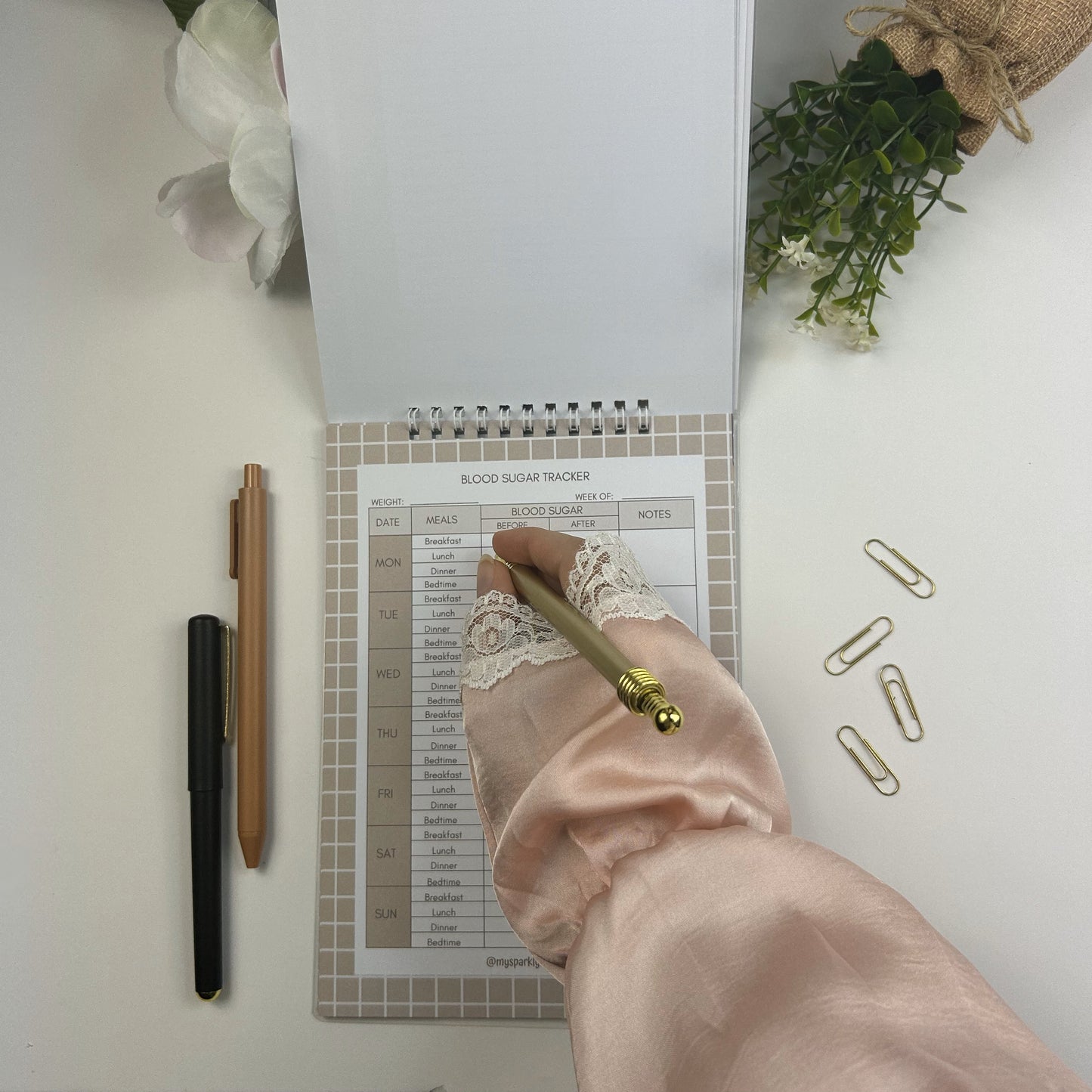 A5 Blood Sugar Tracker Beige