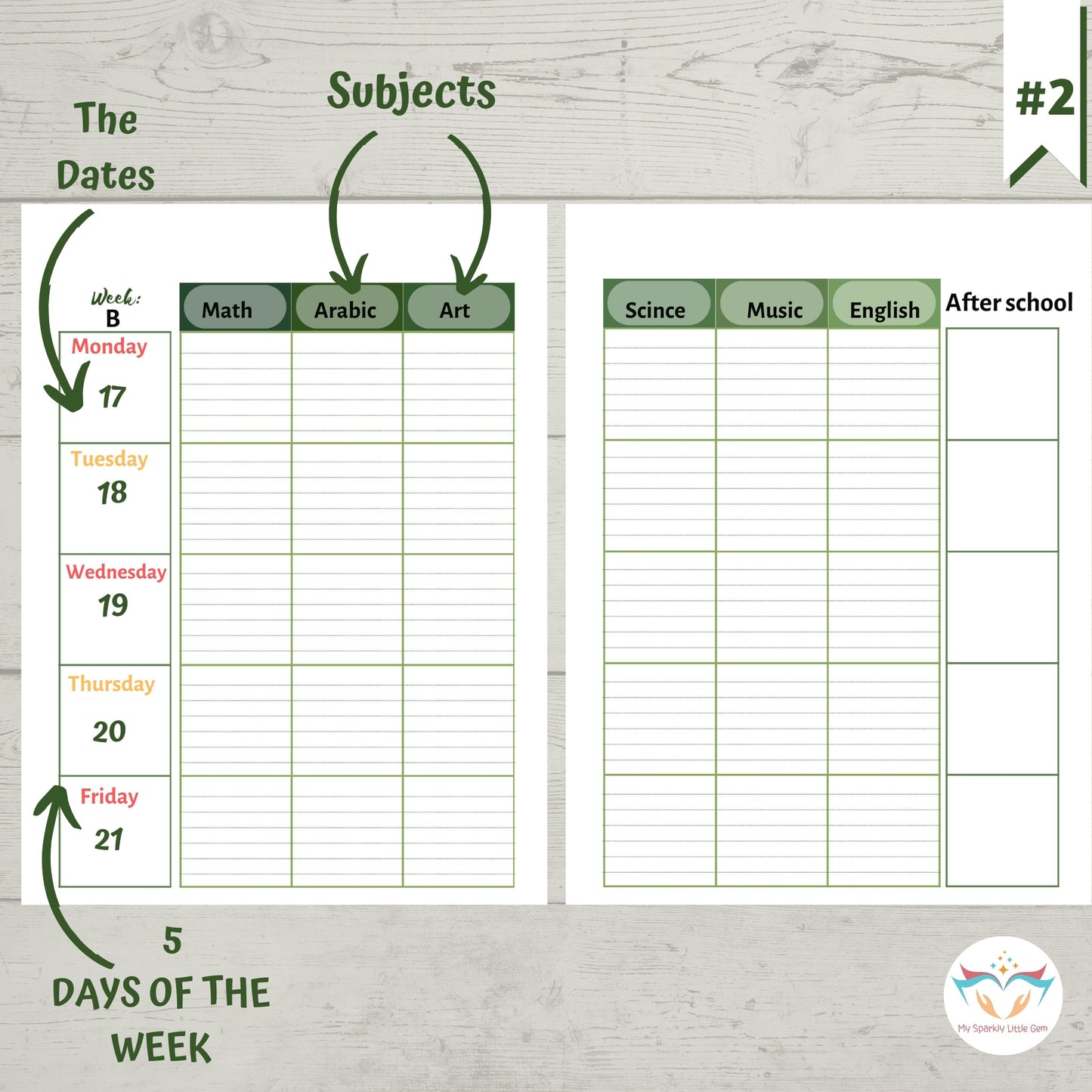 Undated Green Leaves Teacher Planner