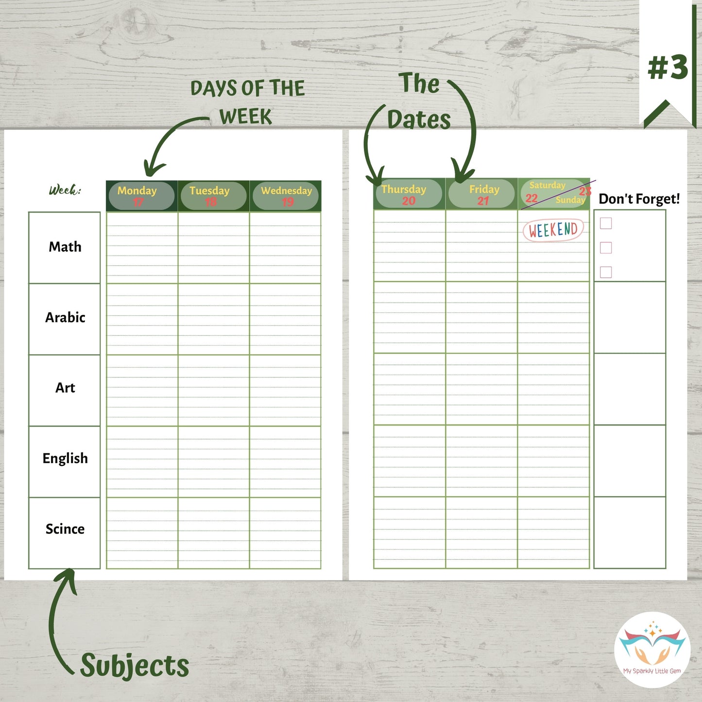Undated Green Leaves Teacher Planner