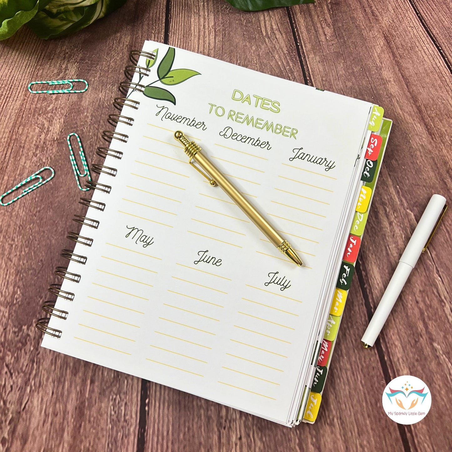 Undated Green Leaves Teacher Planner