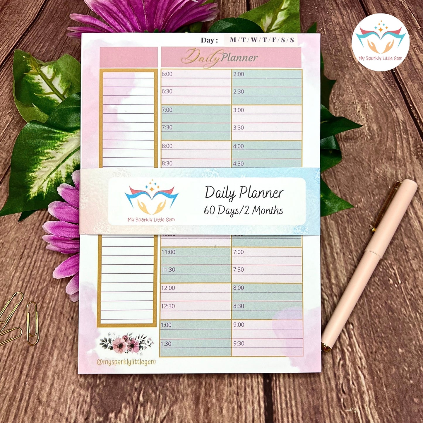 A5 Pink Hourly/Daily Planner