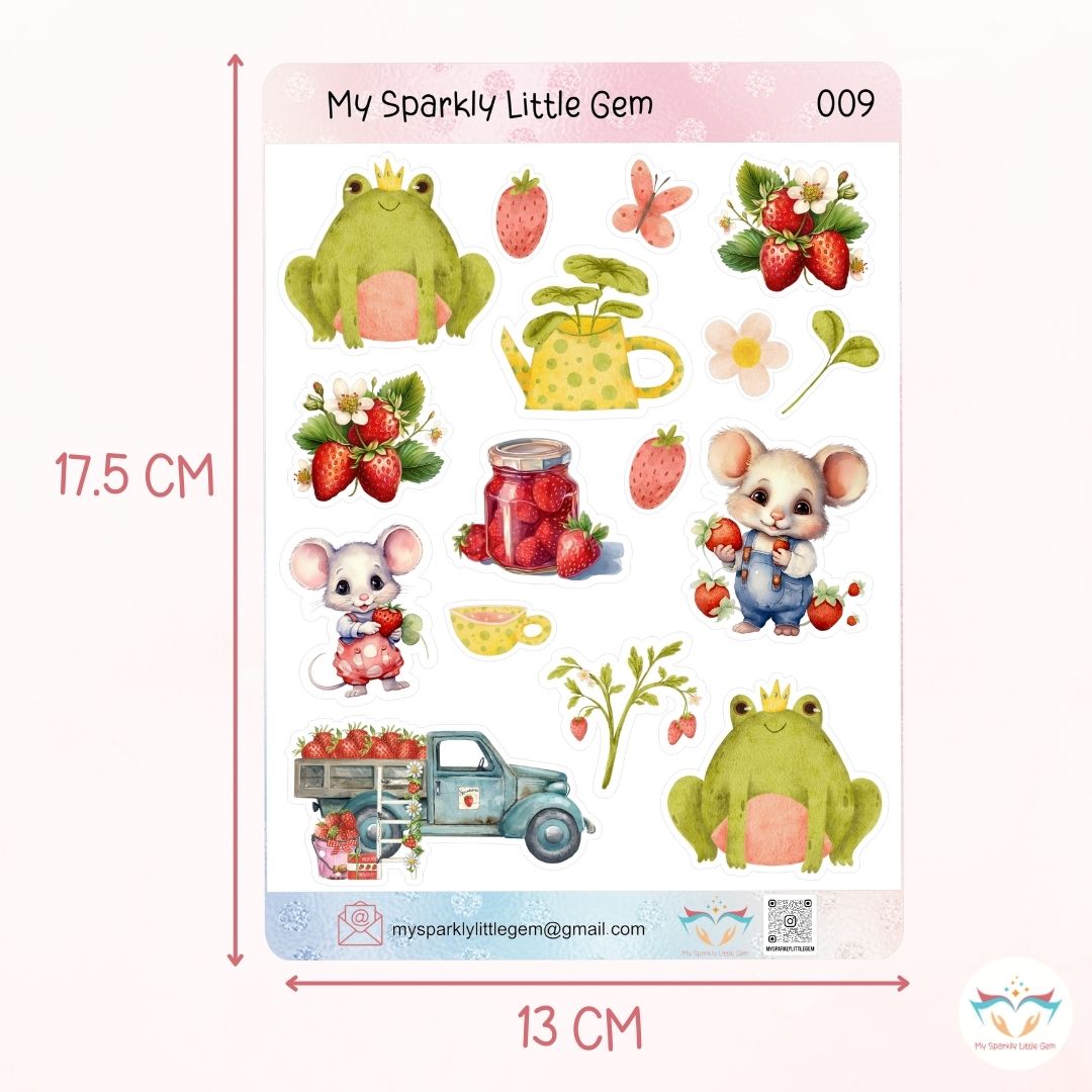 Strawberries and frogs Sticker Sheet