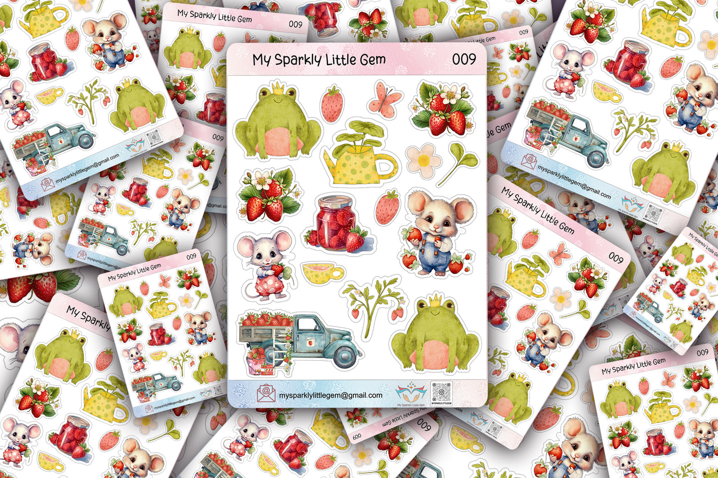 Strawberries and frogs Sticker Sheet