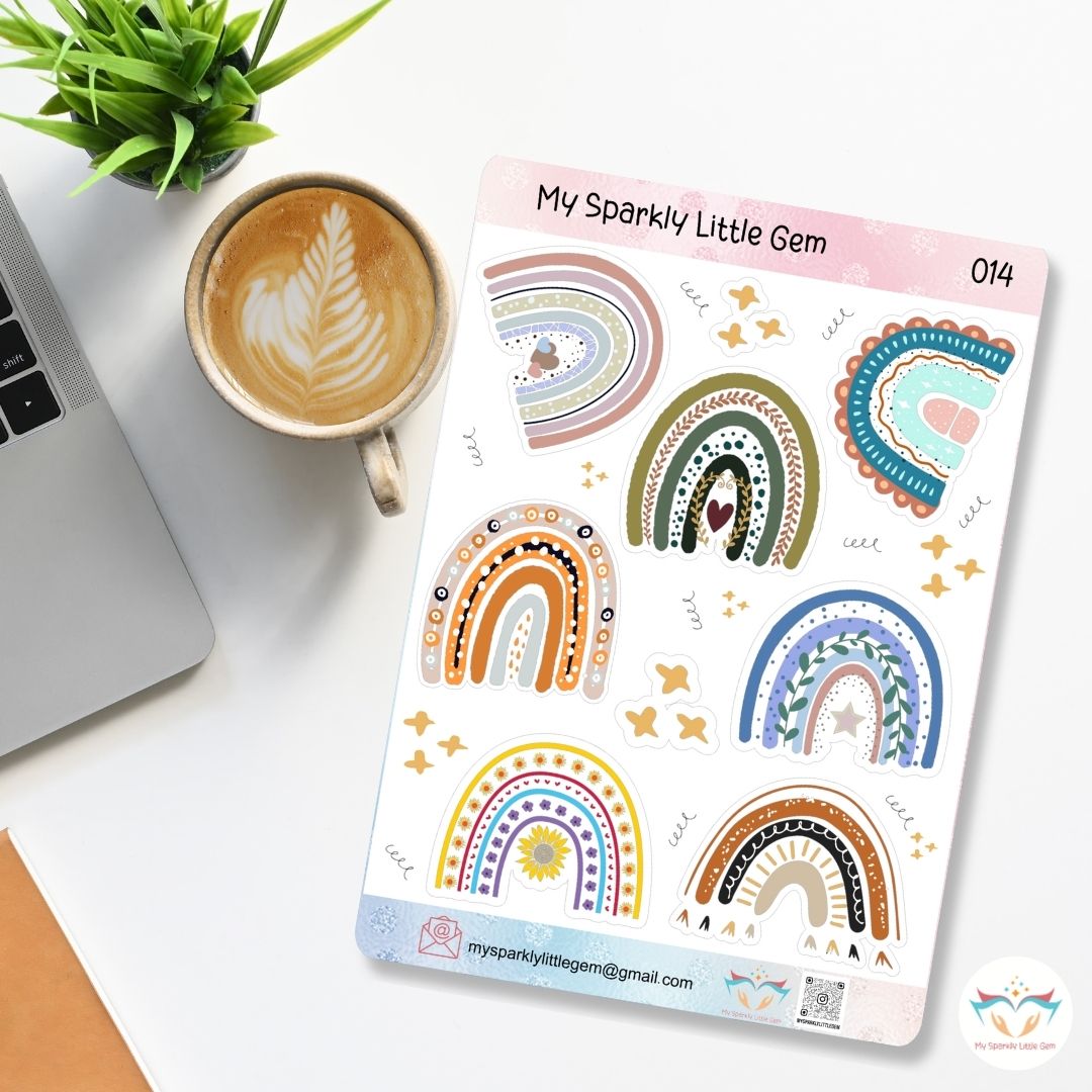 Mixed Boho Rainbow Sticker Sheet