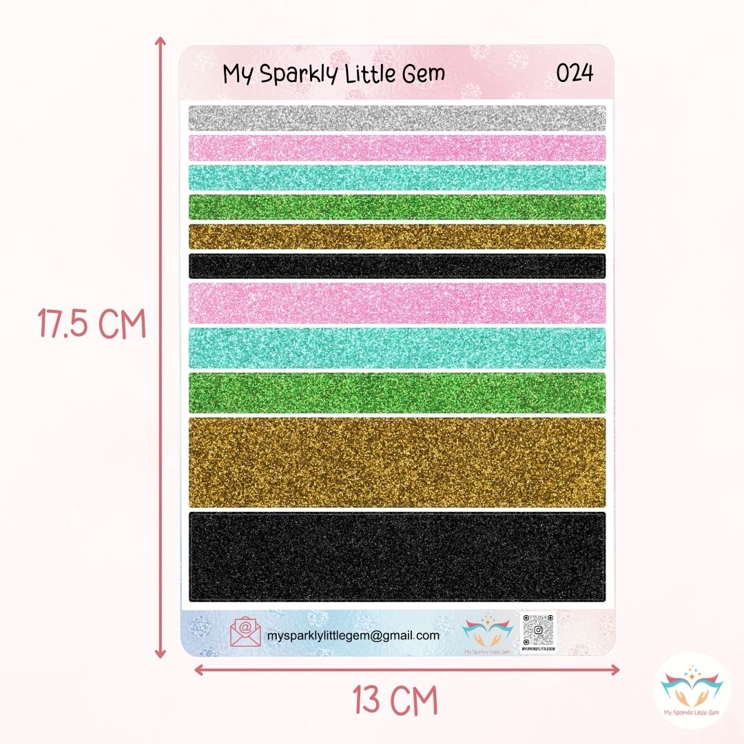 Glitter Washi Tape Style Sticker Sheet