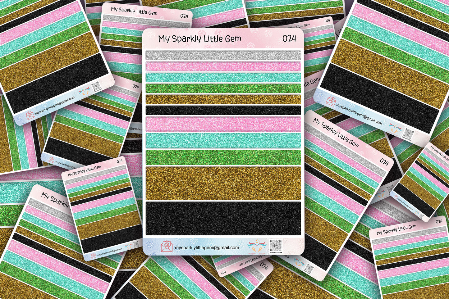 Glitter Washi Tape Style Sticker Sheet