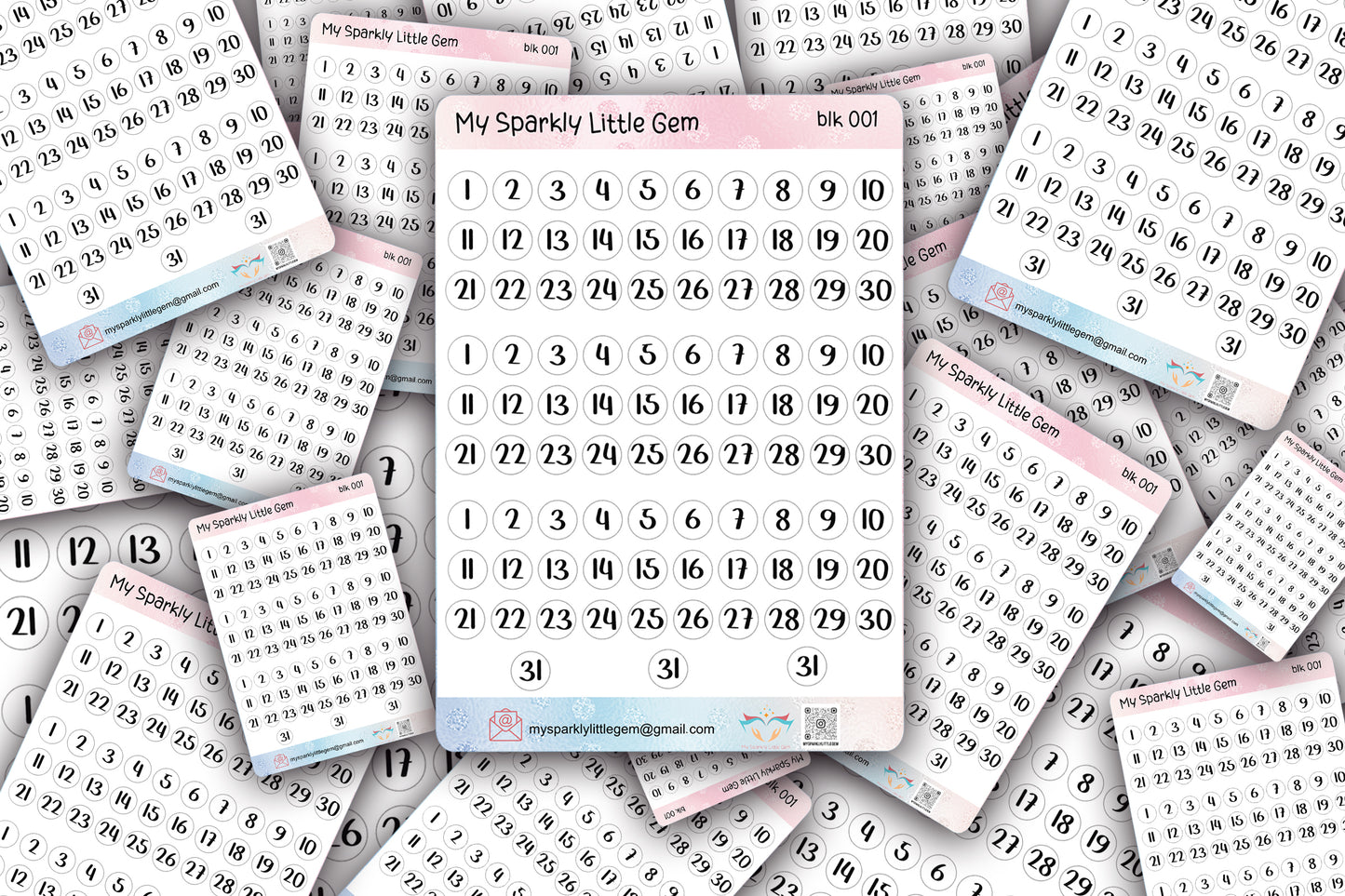 Dates Numbers Sticker Sheet