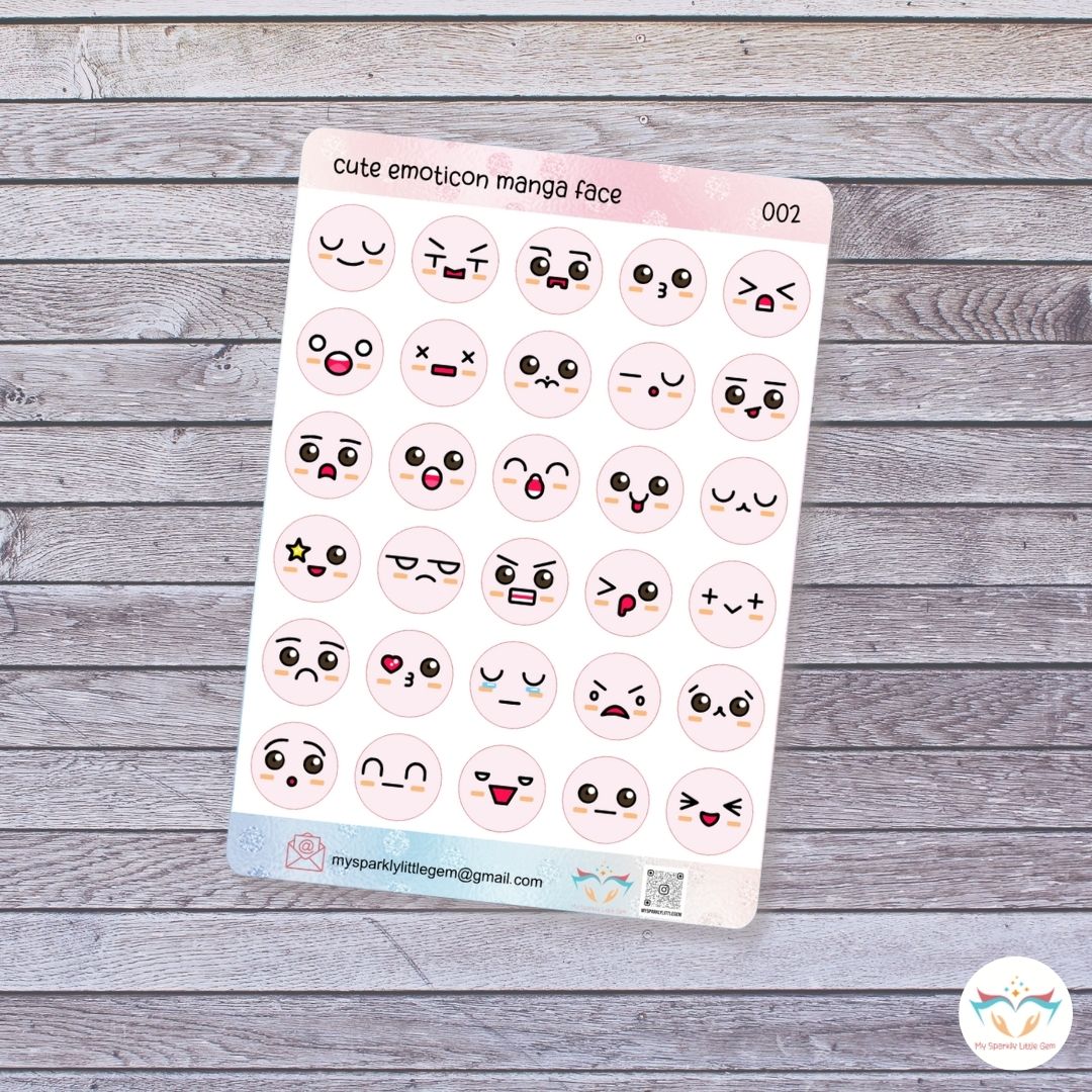 Pink Emotion Faces Sticker Sheet