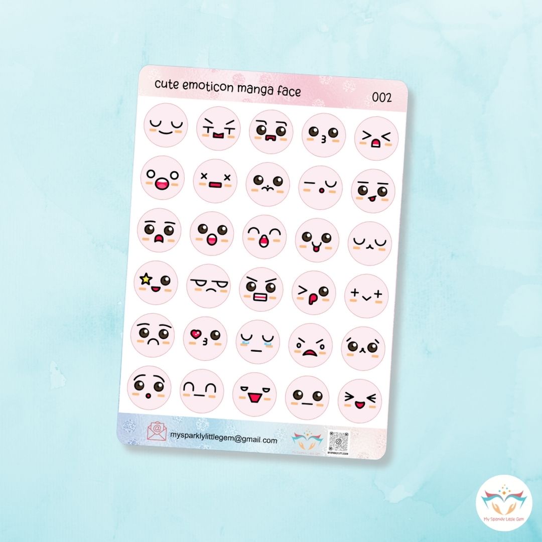 Pink Emotion Faces Sticker Sheet