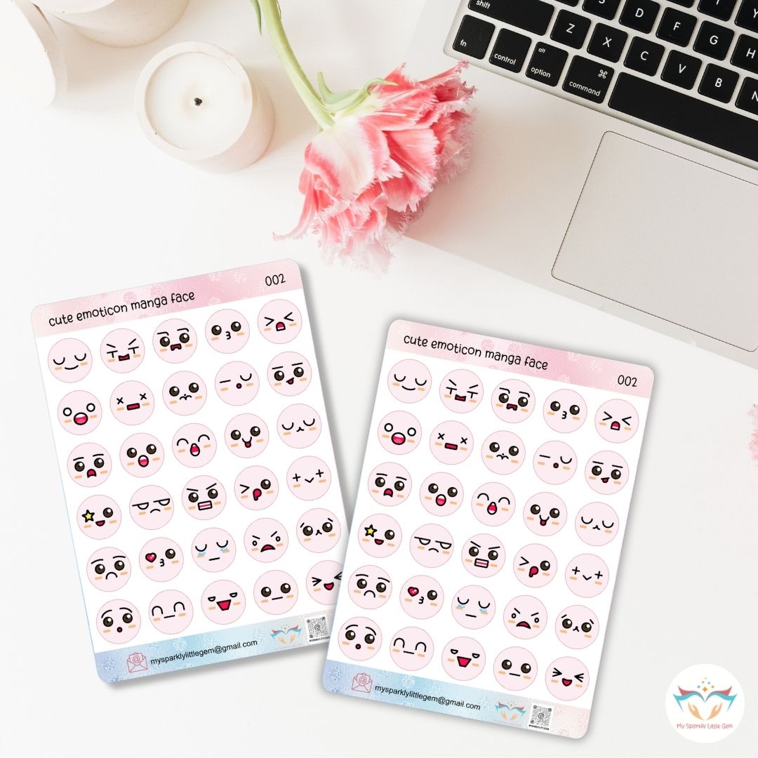 Pink Emotion Faces Sticker Sheet