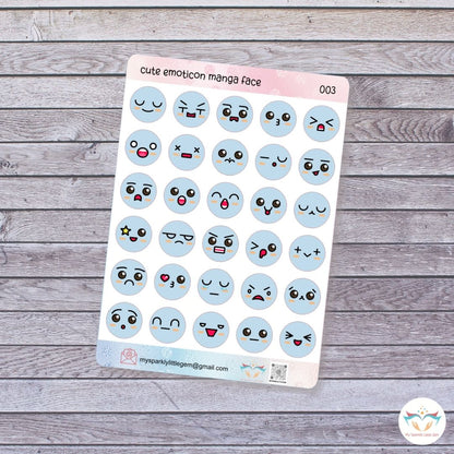 Blue Emotion Faces Sticker Sheet