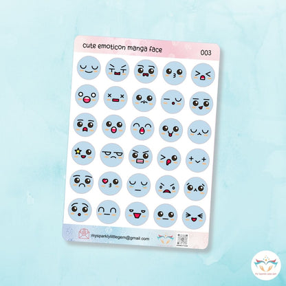 Blue Emotion Faces Sticker Sheet