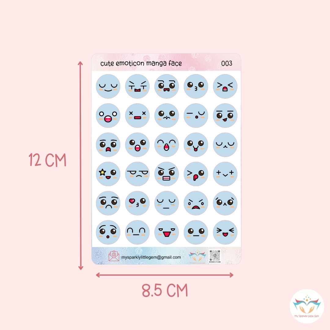 Blue Emotion Faces Sticker Sheet