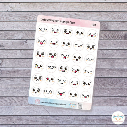 White Emotion Faces Sticker Sheet