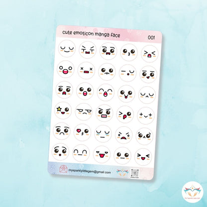 White Emotion Faces Sticker Sheet