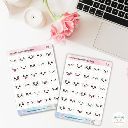 White Emotion Faces Sticker Sheet