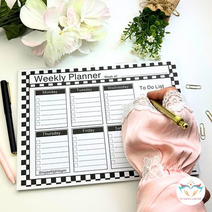 A4 Black And White Checkers Weekly Planner