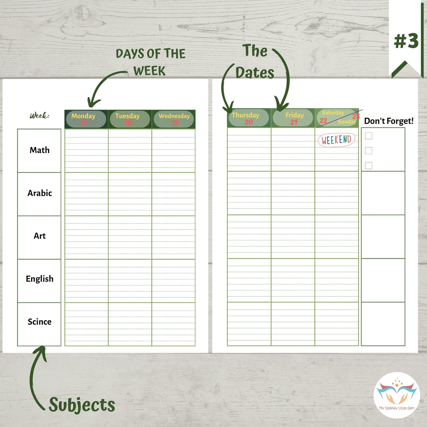 Undated  Green Leaves Teacher Planner