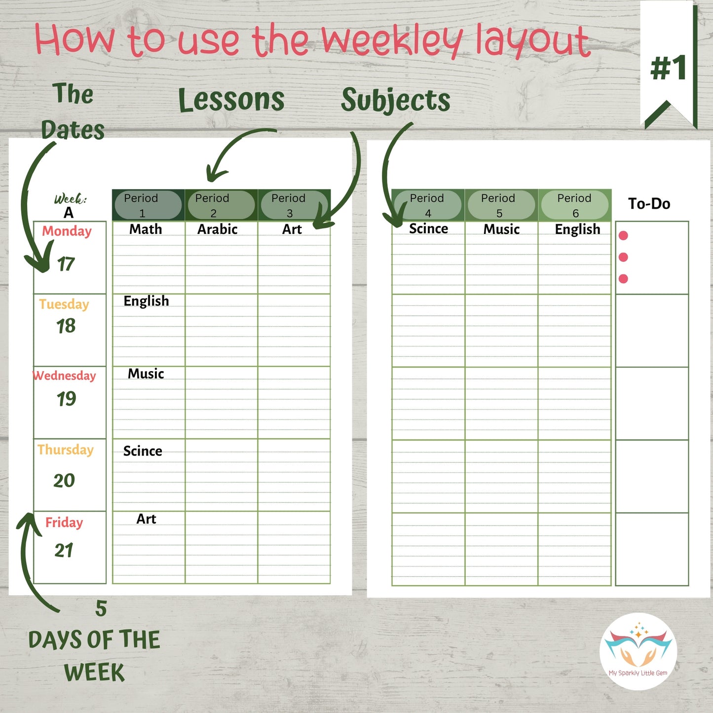 Undated  Green Leaves Teacher Planner