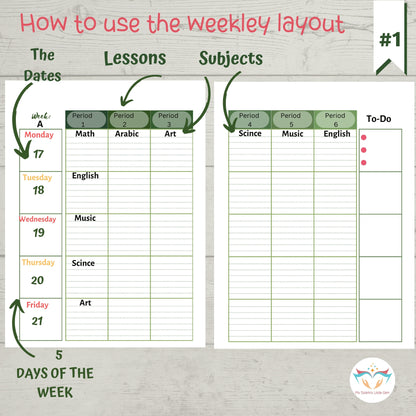 Undated  Green Leaves Teacher Planner