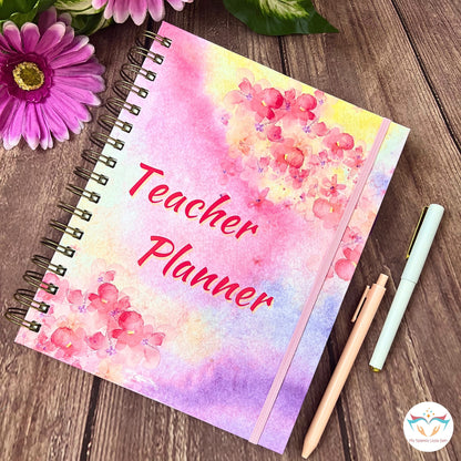 Undated Pink Flowers Teacher Planner