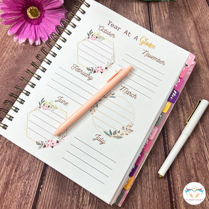 Undated Pink Flowers Teacher Planner