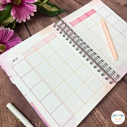 Undated Pink Flowers Teacher Planner