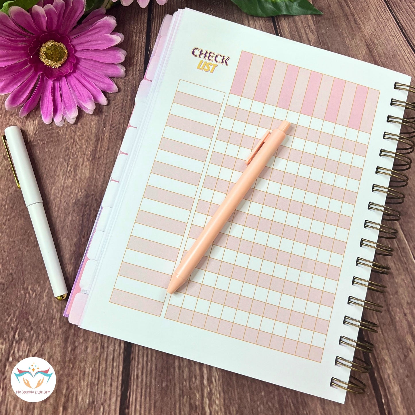 Undated Pink Flowers Teacher Planner