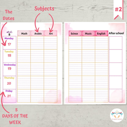 Undated Pink Flowers Teacher Planner