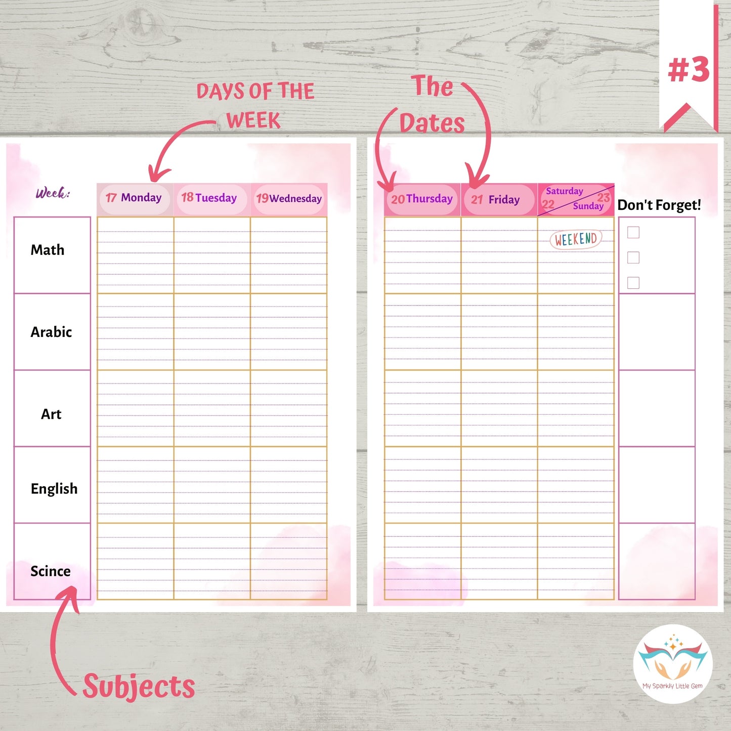 Undated Pink Flowers Teacher Planner