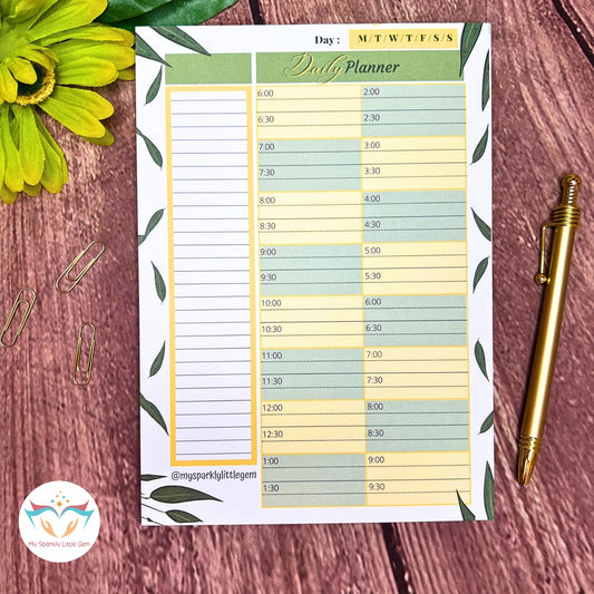 A5 Green Leaves Hourly/Daily Planner