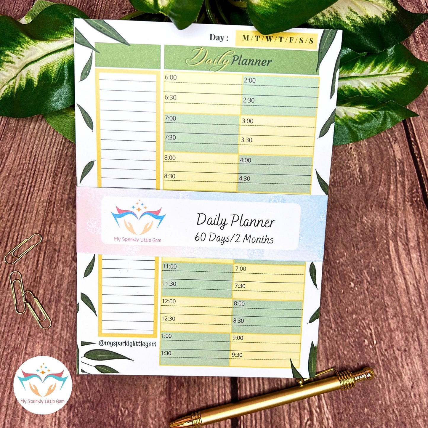 A5 Green Leaves Hourly/Daily Planner