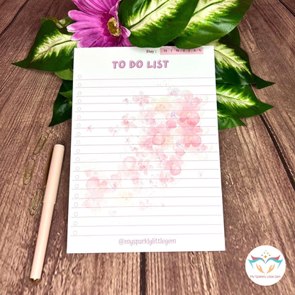 A5 Pink Flowers To-Do List