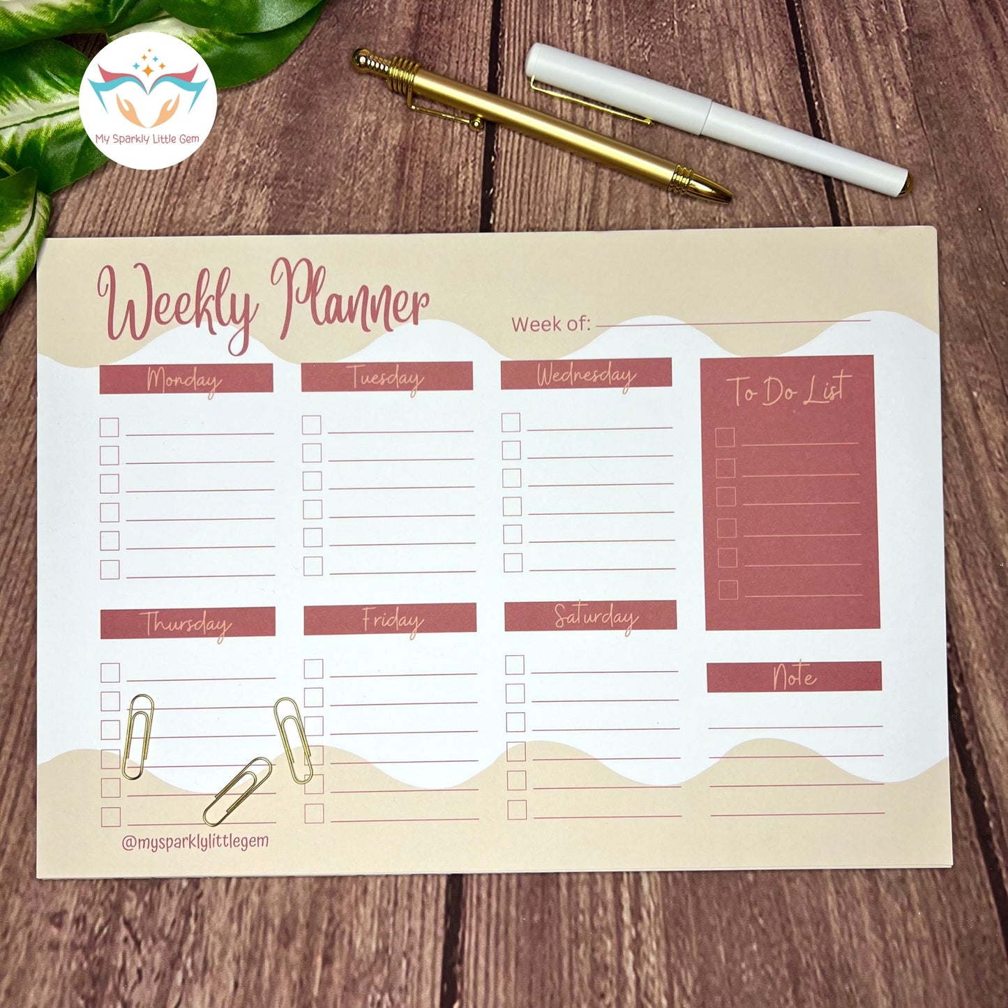 A4 Weekly Planner