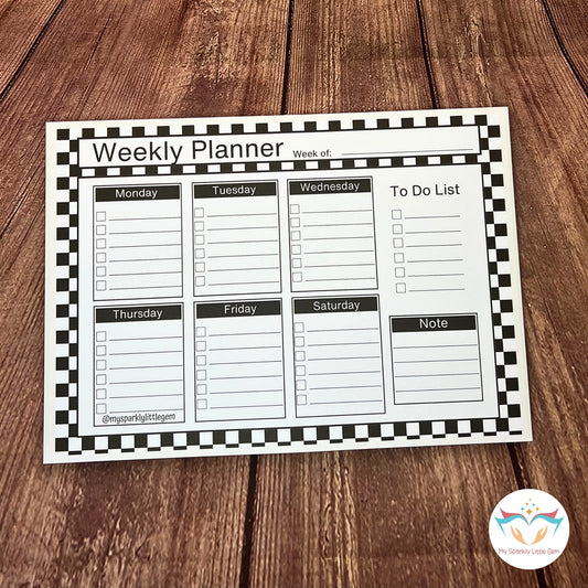 A4 Black And White Checkers Weekly Planner