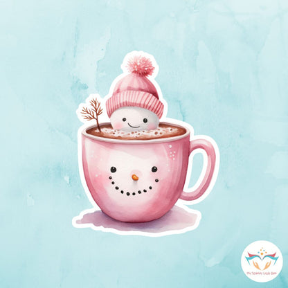 Pink Winter Hot Chocolate Sticker