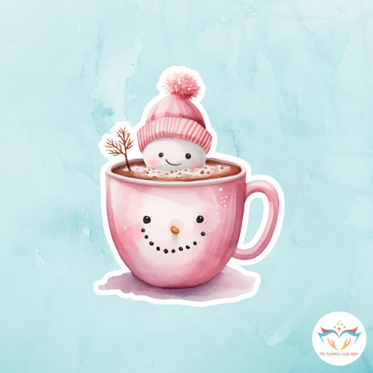 Pink Winter Hot Chocolate Sticker