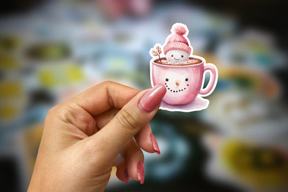 Pink Winter Hot Chocolate Sticker