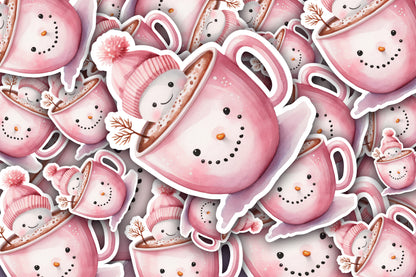 Pink Winter Hot Chocolate Sticker