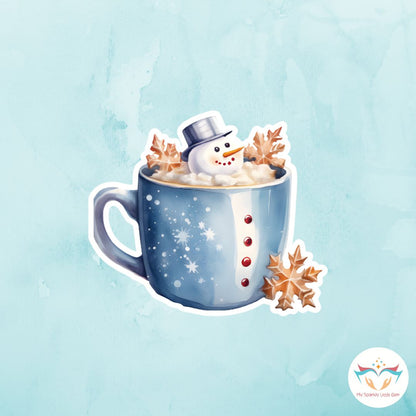 Blue Winter Hot Chocolate Sticker