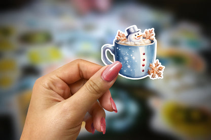 Blue Winter Hot Chocolate Sticker