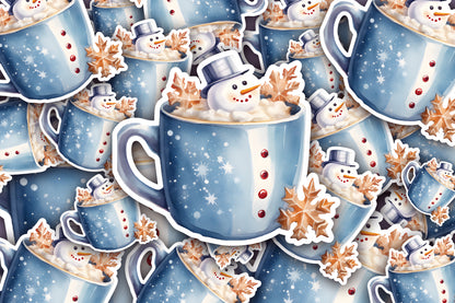 Blue Winter Hot Chocolate Sticker