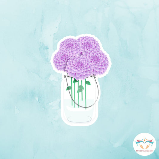 Purple Hydrangea Glass Vase Sticker