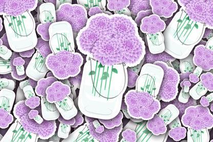 Purple Hydrangea Glass Vase Sticker