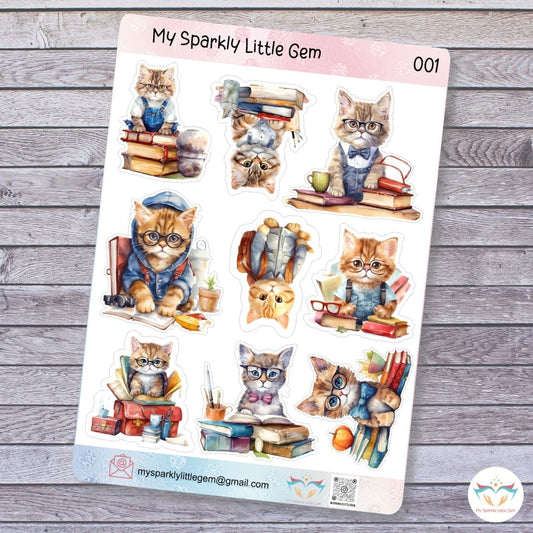 Back To School Cat Sticker Sheet