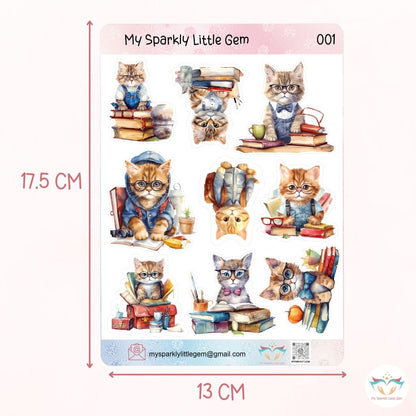 Back To School Cat Sticker Sheet