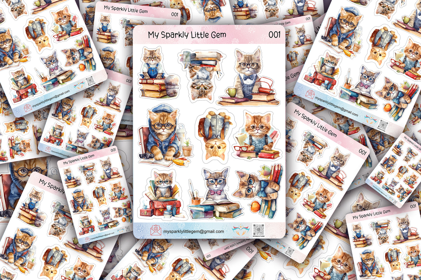 Back To School Cat Sticker Sheet