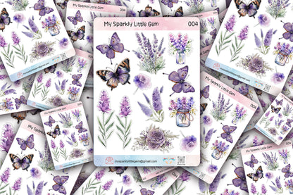 Purple Flowers And Butterflies Sticker Sheet