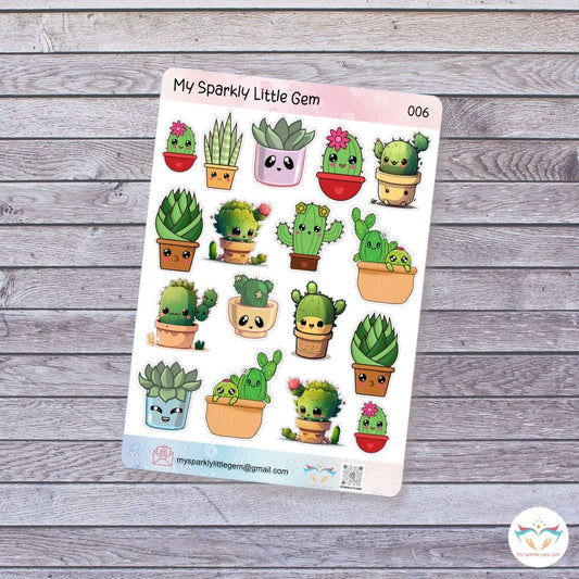 Kawaii Cactus Sticker Sheet